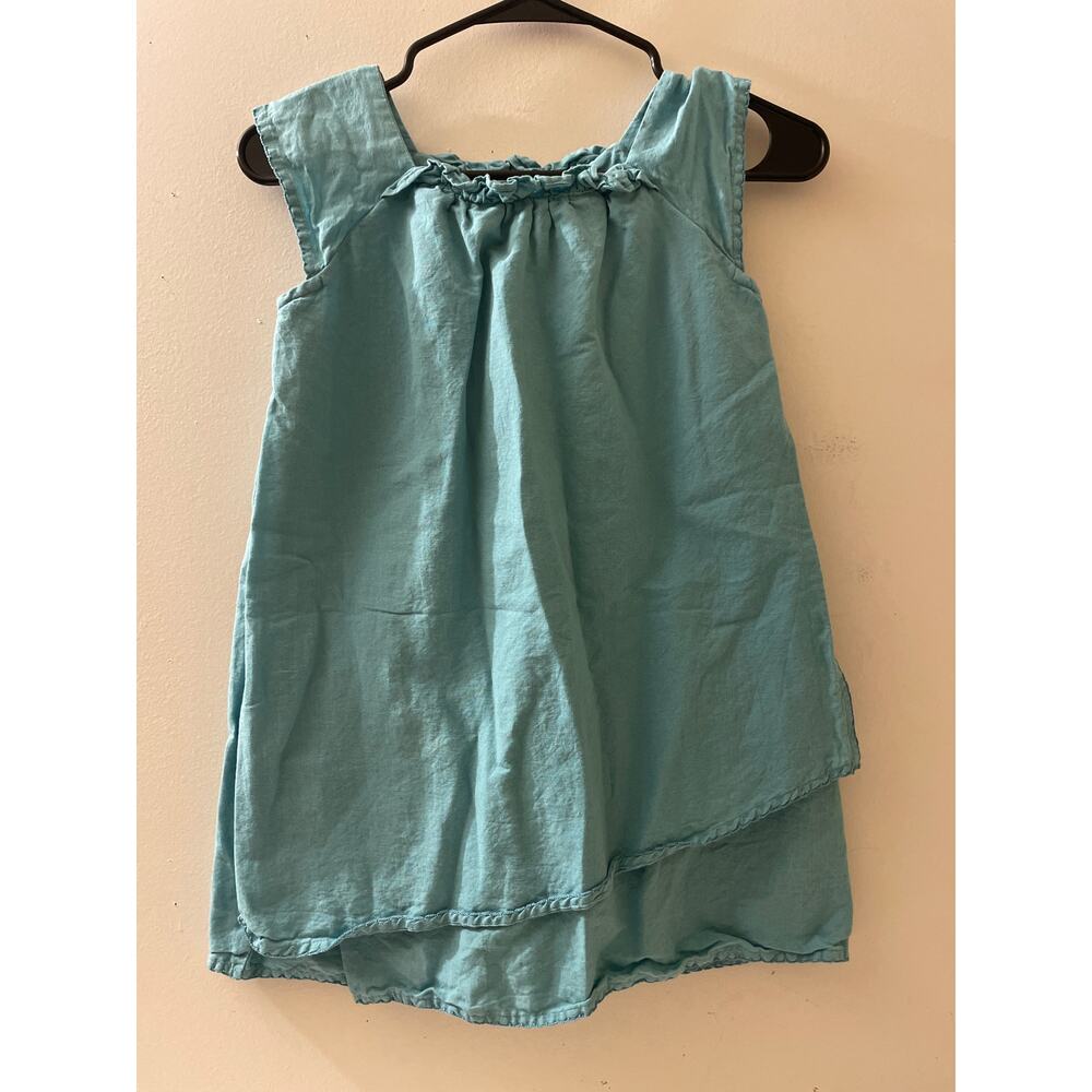 Garnet Hill Kids Size 08 Cotton Linen Dress Blue Casual Play Tank Style